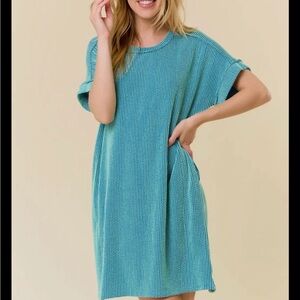 Lovely Melody Striped Teal Dress